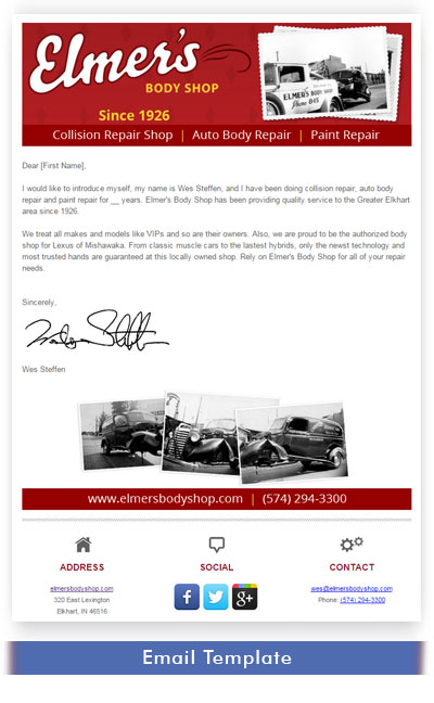 Elmer's Body Shop Email Template