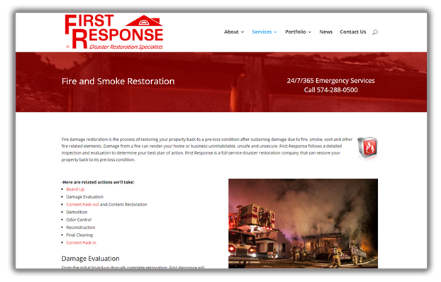 First Response WordPress Website - Fire and smoke