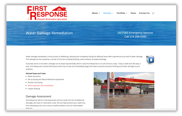 First Response WordPress Website - Water Damage Remediation