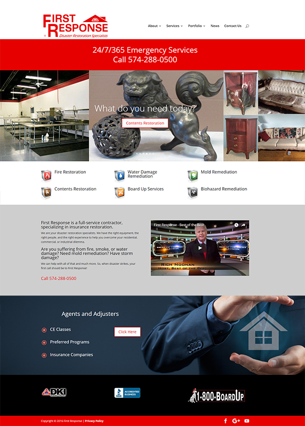 First Response WordPress Website Homepage