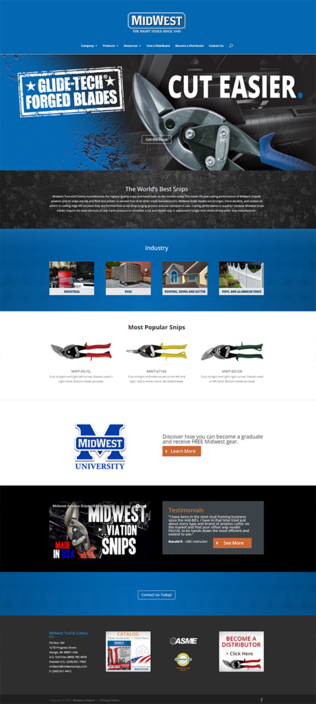 Spearhead Sales & Marketing | Midwest Snips Website Overhaul Old Website | Increased Visibility & SEO